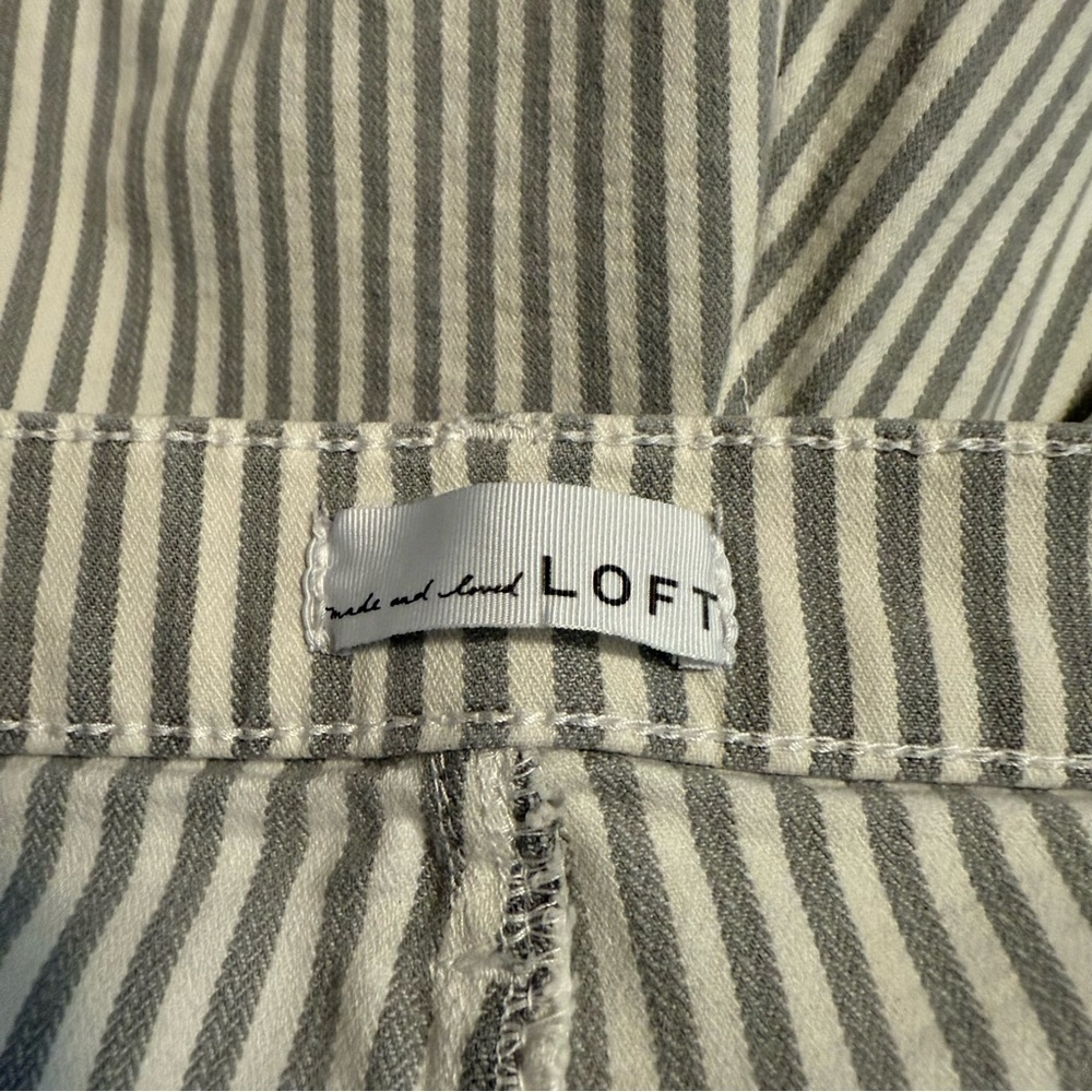 LOFT Classic Gray and Cream Striped Fabric shorts - Picture 3 of 9
